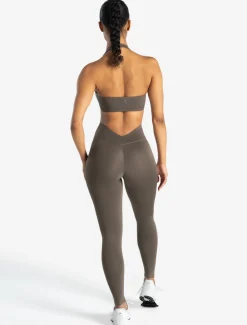 Allure Dipped Waist Leggings Taupe