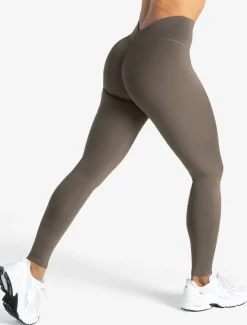 Allure Dipped Waist Leggings Taupe