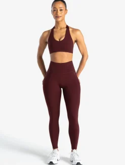 Allure Dipped Waist Leggings Dark Burgundy