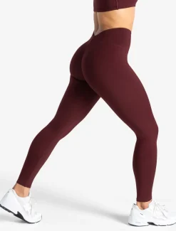 Allure Dipped Waist Leggings Dark Burgundy