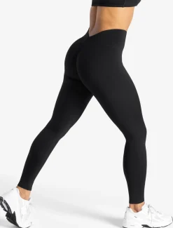 Allure Dipped Waist Leggings Black