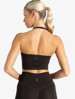 Allure Halter Built-in Bra Crop Top Espresso