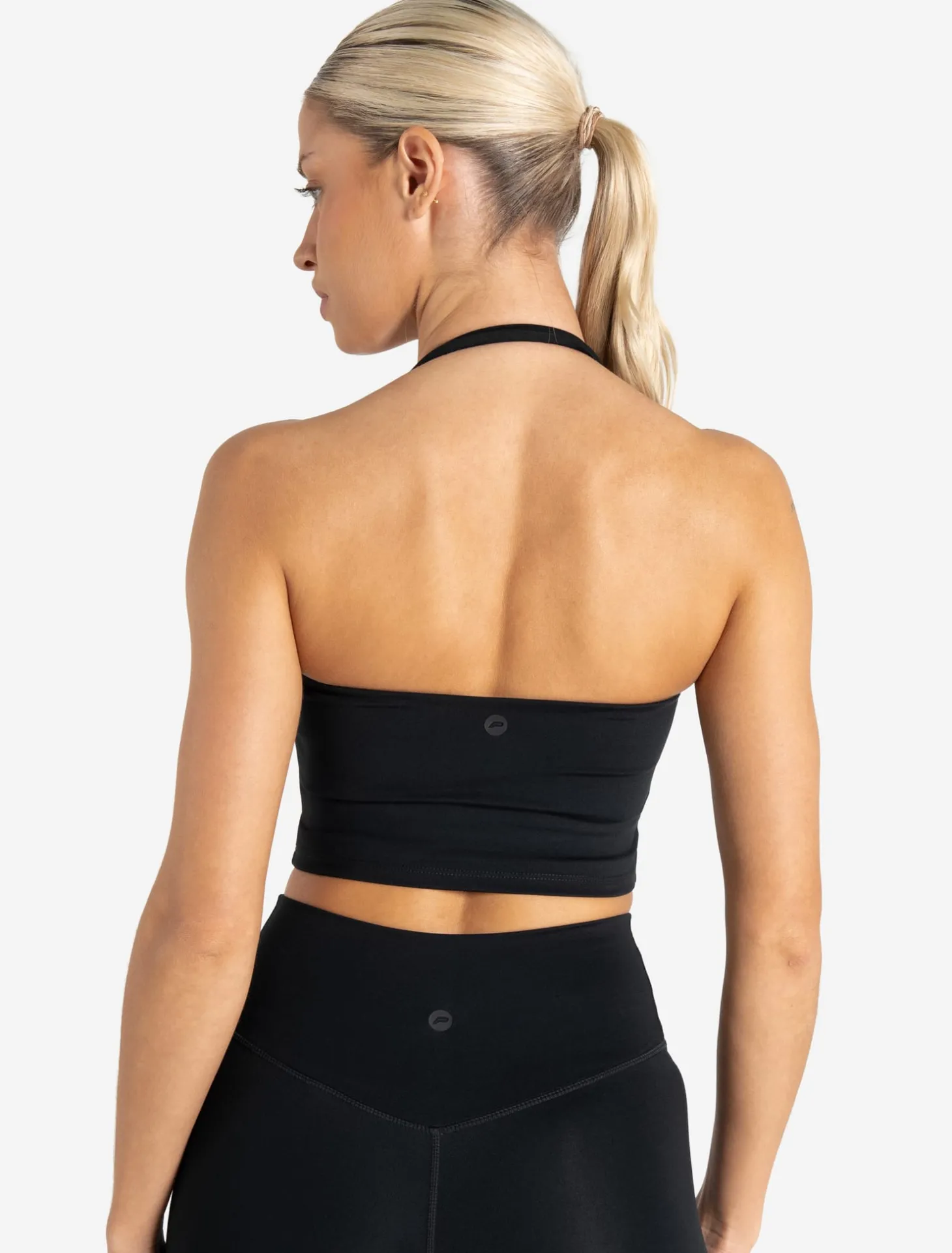 Allure Halter Built-in Bra Crop Top Black