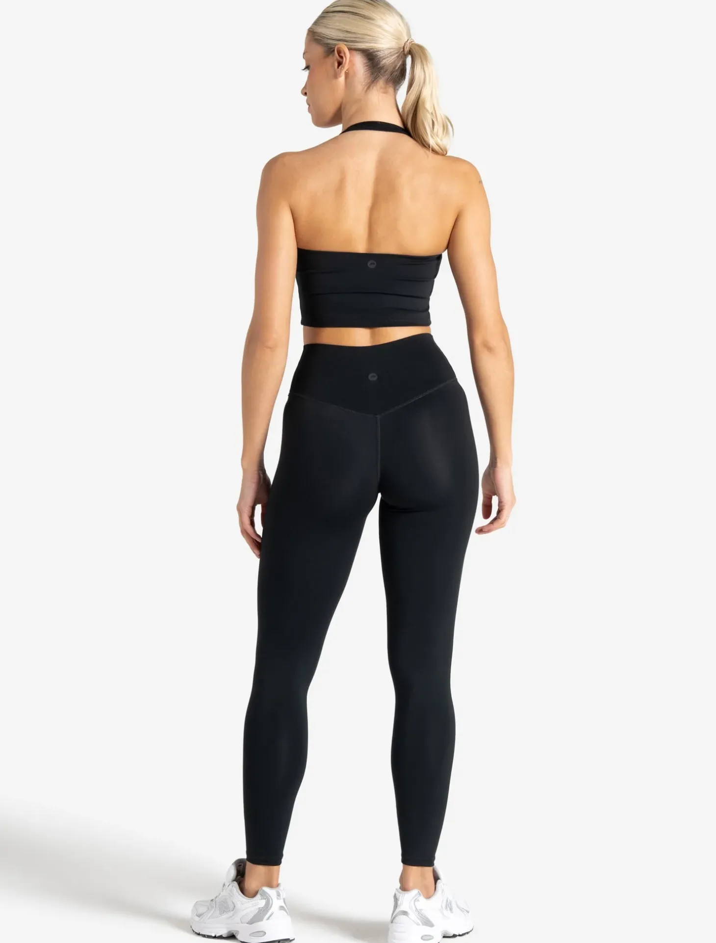 Allure Halter Built-in Bra Crop Top Black