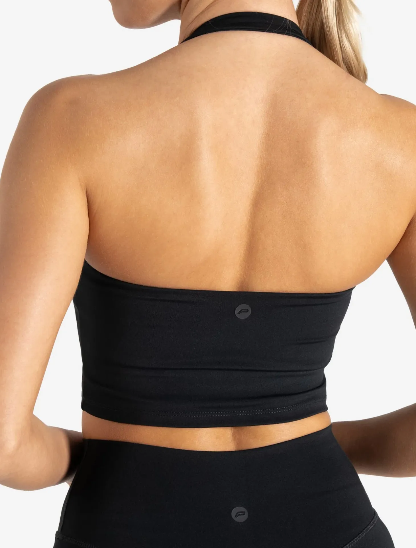 Allure Halter Built-in Bra Crop Top Black