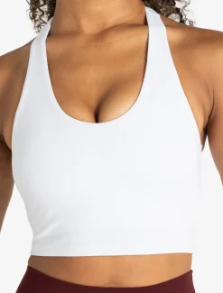 Allure Halter Built-in Bra Crop Top White