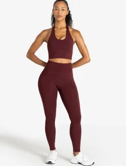 Allure Halter Built-in Bra Crop Top Dark Burgundy