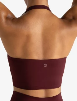Allure Halter Built-in Bra Crop Top Dark Burgundy