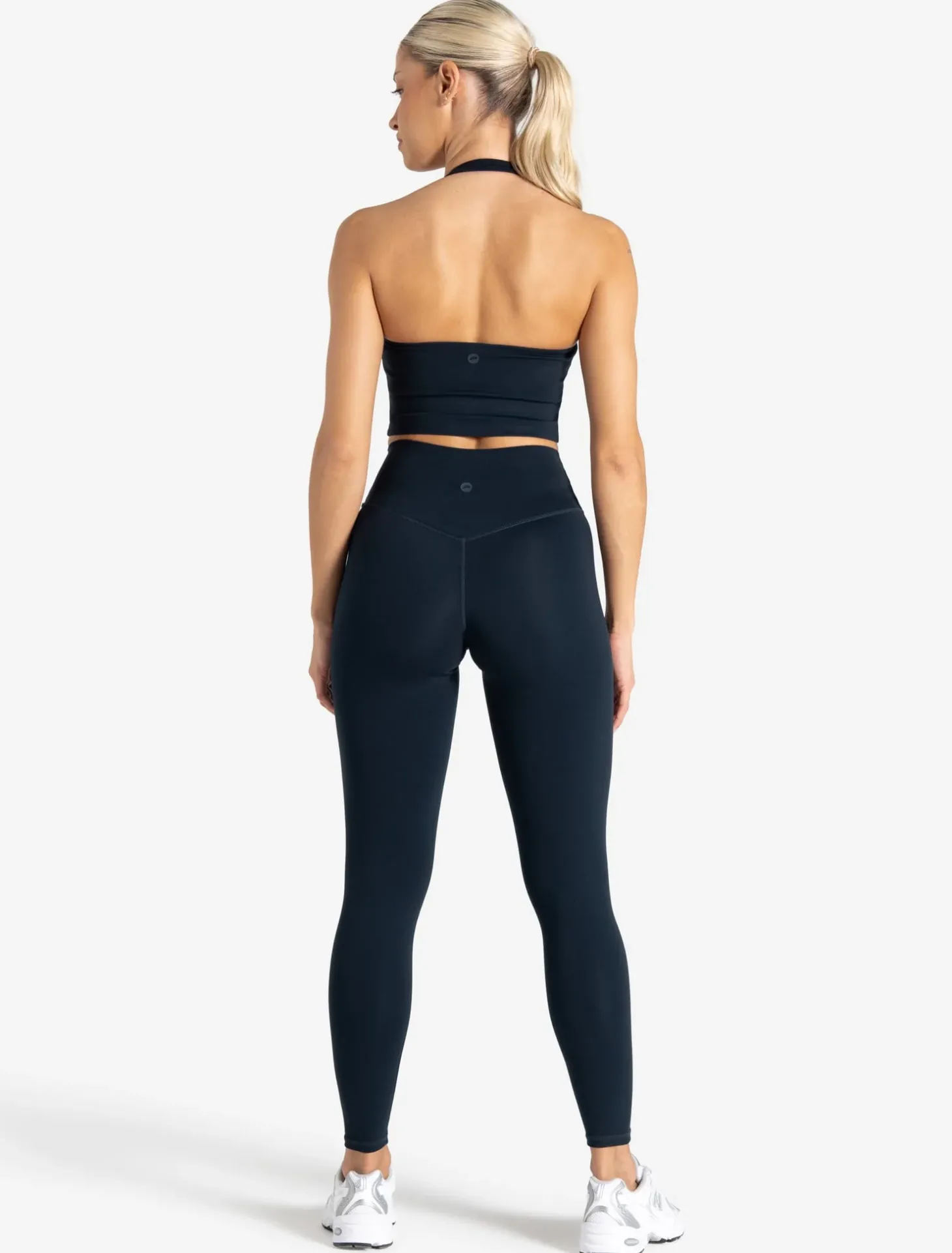 Allure Halter Built-in Bra Crop Top Dark Navy