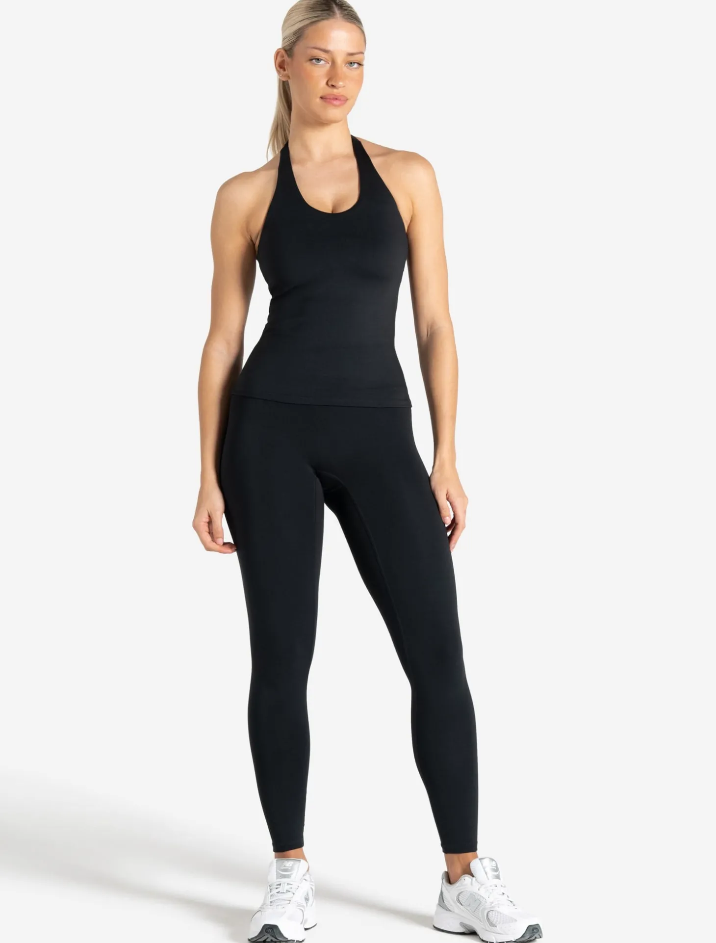 Allure Halter Built-in Bra Vest Black