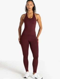 Allure Halter Built-in Bra Vest Dark Burgundy