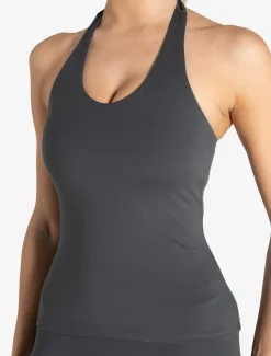 Allure Halter Built-in Bra Vest Storm Grey