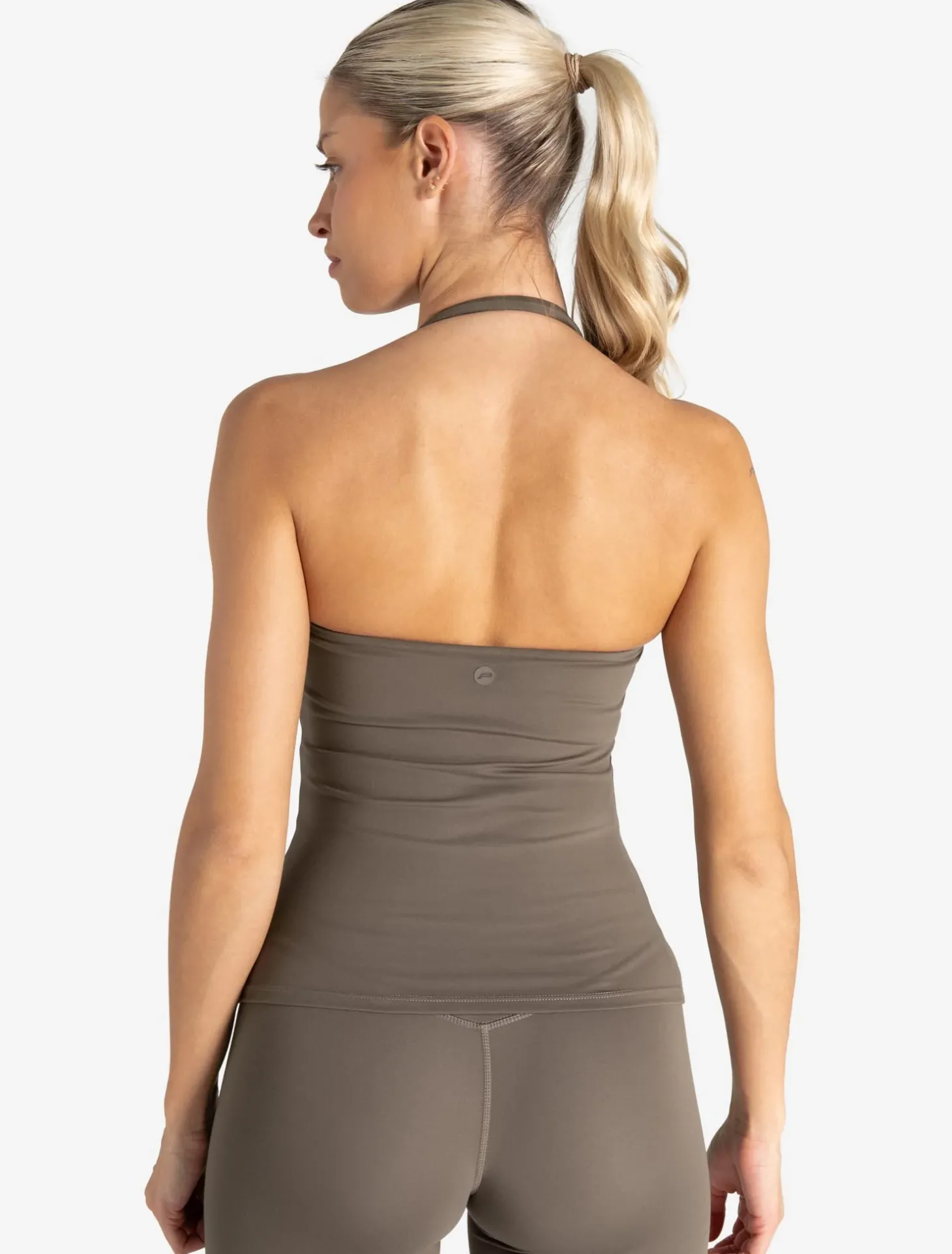 Allure Halter Built-in Bra Vest Taupe