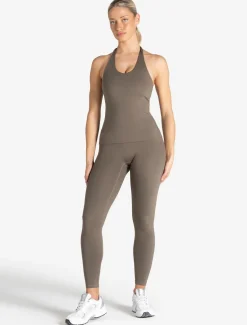 Allure Halter Built-in Bra Vest Taupe