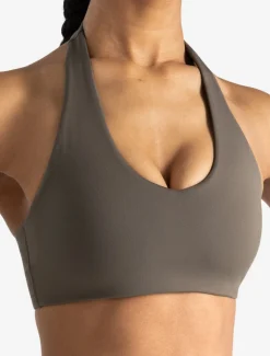 Allure Halter Sports Bra Taupe