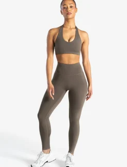 Allure Halter Sports Bra Taupe