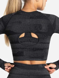 Boost Seamless Long Sleeve Crop Top Black