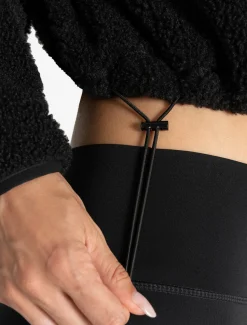 Borg Fleece Crop Jacket Black
