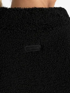 Borg Fleece Crop Jacket Black