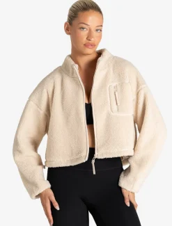 Borg Fleece Crop Jacket Cream