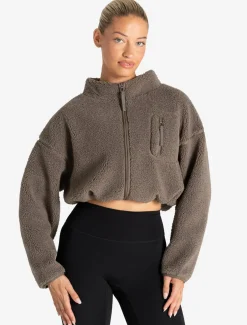 Borg Fleece Crop Jacket Mole