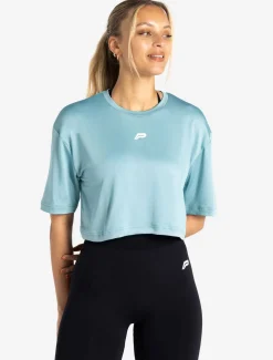 BreathEasy Crop T-Shirt Dusky Blue
