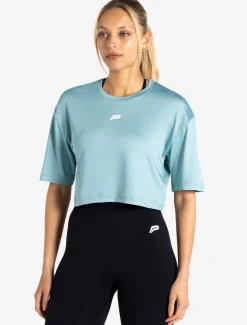 BreathEasy Crop T-Shirt Dusky Blue