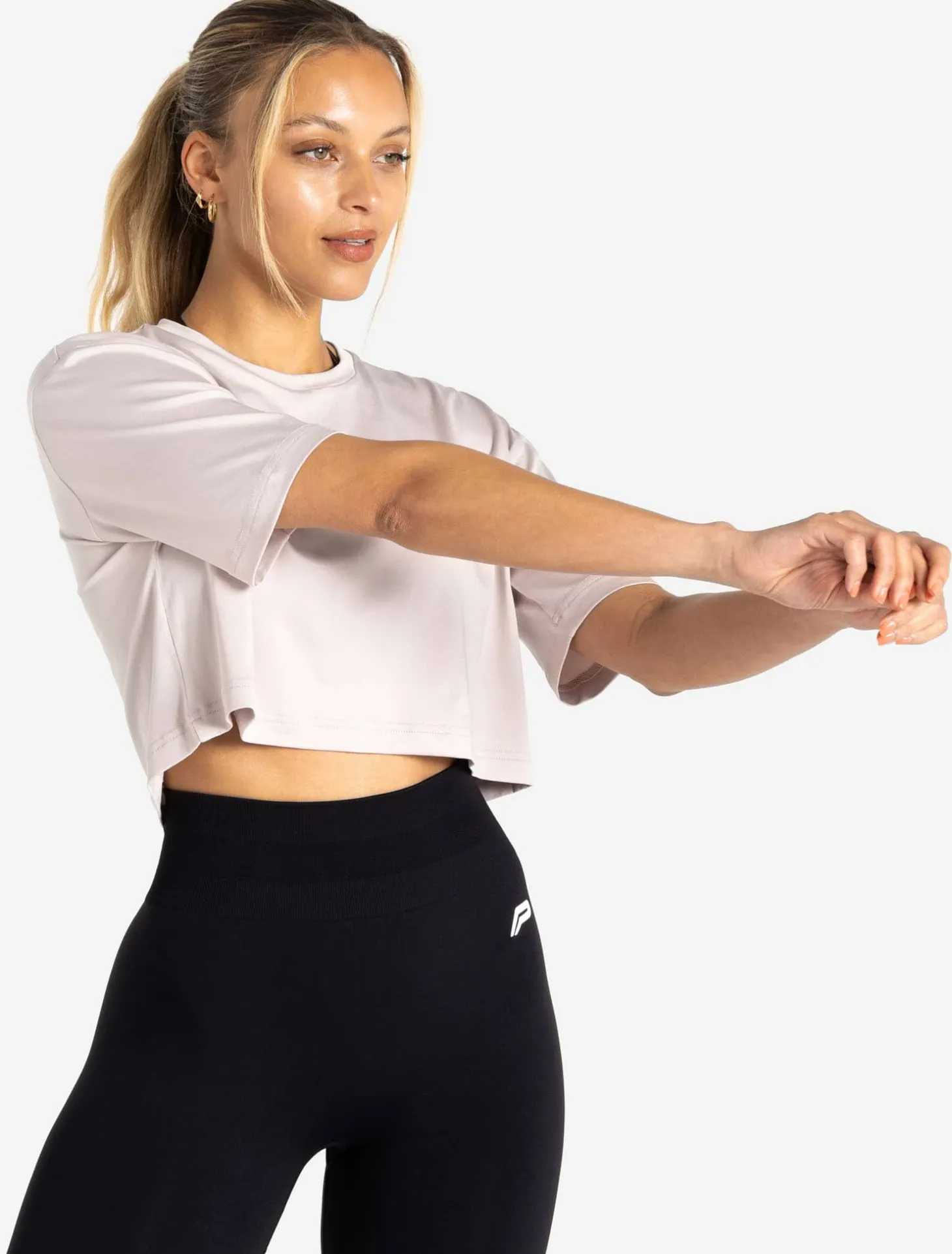 BreathEasy Crop T-Shirt Light Grey