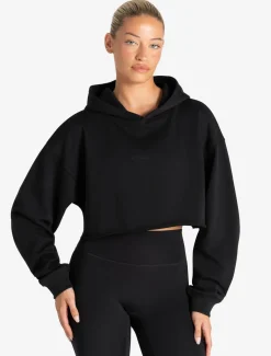 Core Crop Hoodie Black