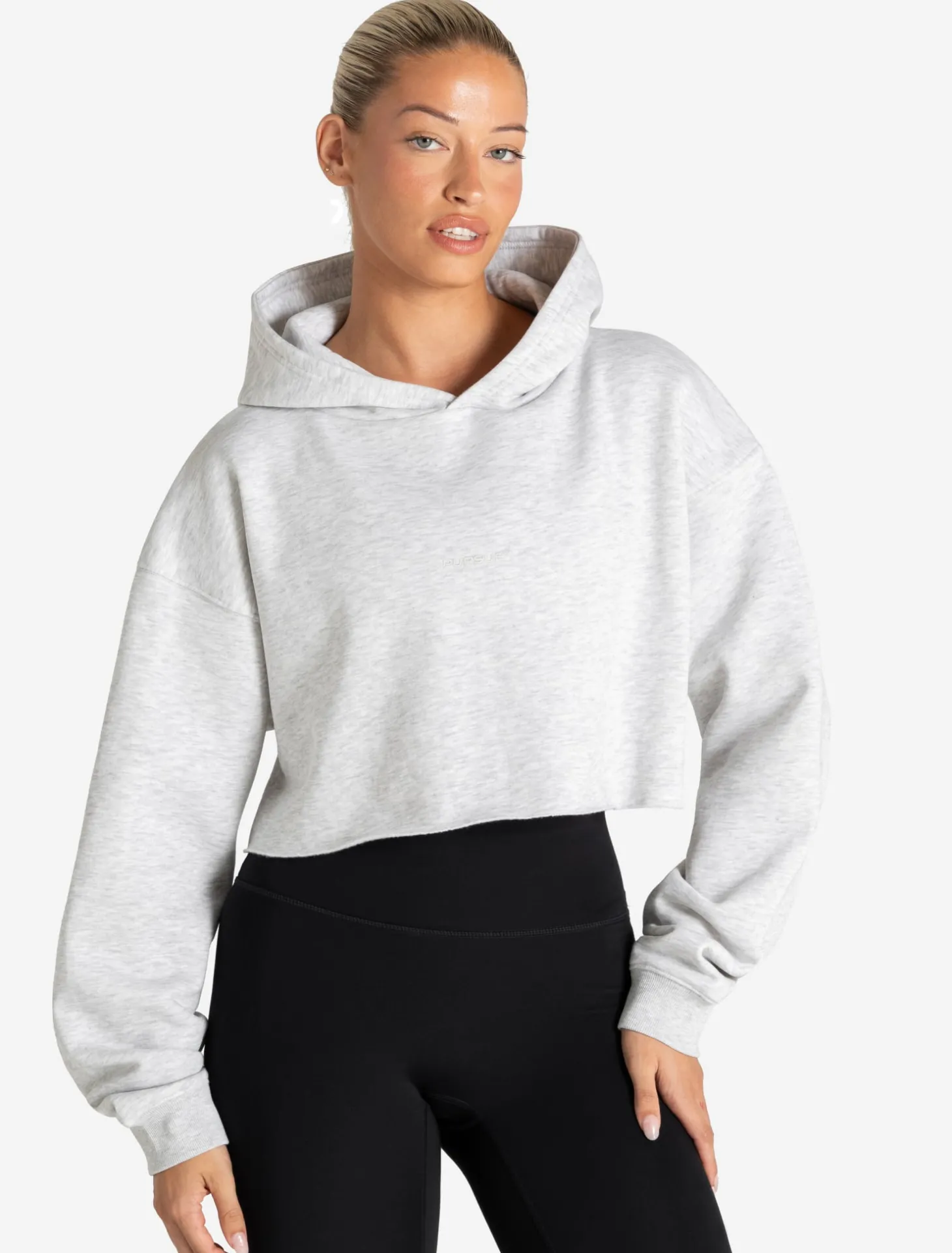 Core Crop Hoodie Grey Marl