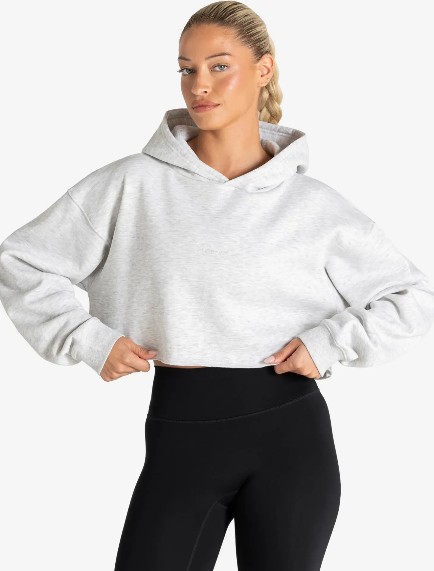 Core Crop Hoodie Grey Marl