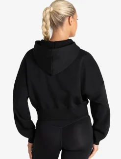 Core Crop Zip Hoodie Black