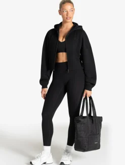 Core Crop Zip Hoodie Black