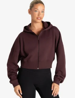Core Crop Zip Hoodie Cherry
