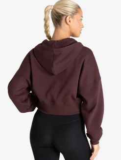 Core Crop Zip Hoodie Cherry