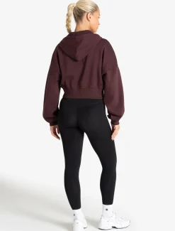 Core Crop Zip Hoodie Cherry