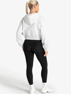 Core Crop Zip Hoodie Grey Marl