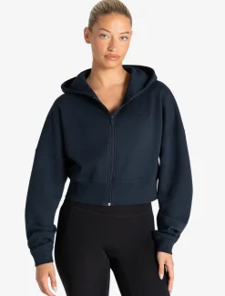 Core Crop Zip Hoodie Navy
