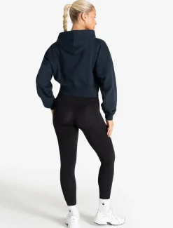 Core Crop Zip Hoodie Navy
