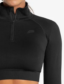 Core Seamless Crop 1/2 Zip Blackout