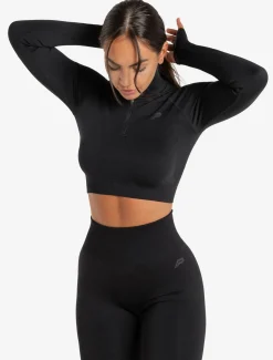 Core Seamless Crop 1/2 Zip Blackout