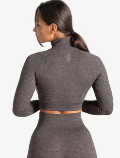 Core Seamless Crop 1/2 Zip Brown Marl