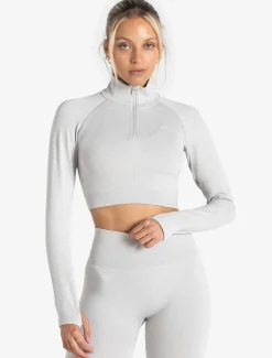 Core Seamless Crop 1/2 Zip Grey Marl