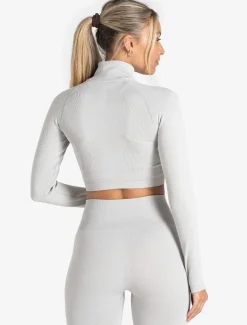 Core Seamless Crop 1/2 Zip Grey Marl