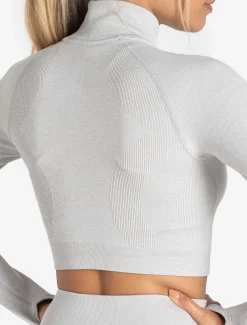 Core Seamless Crop 1/2 Zip Grey Marl