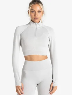 Core Seamless Crop 1/2 Zip Grey Marl