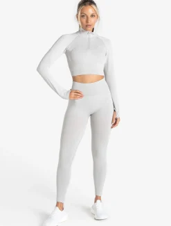 Core Seamless Crop 1/2 Zip Grey Marl
