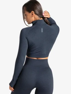 Core Seamless Crop 1/2 Zip Navy Marl