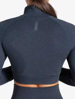 Core Seamless Crop 1/2 Zip Navy Marl