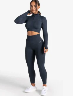 Core Seamless Crop 1/2 Zip Navy Marl